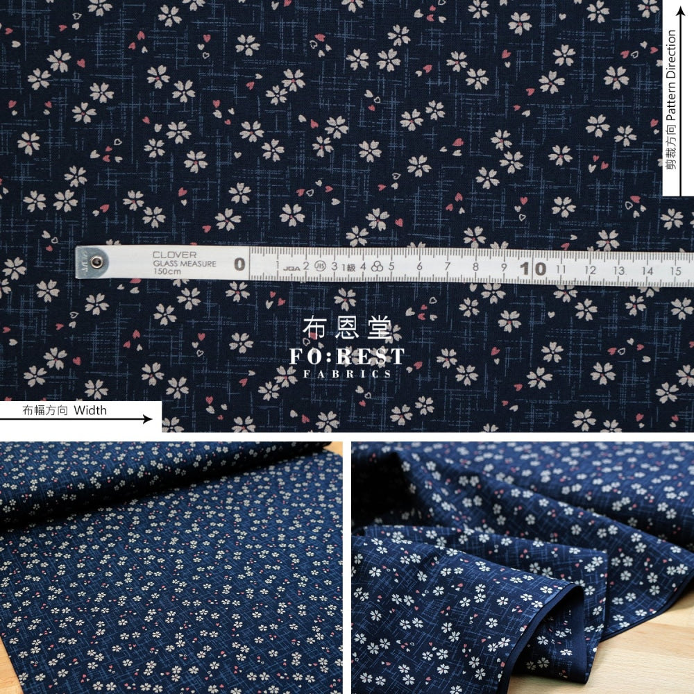 Cotton - Sakura Navy Fabric