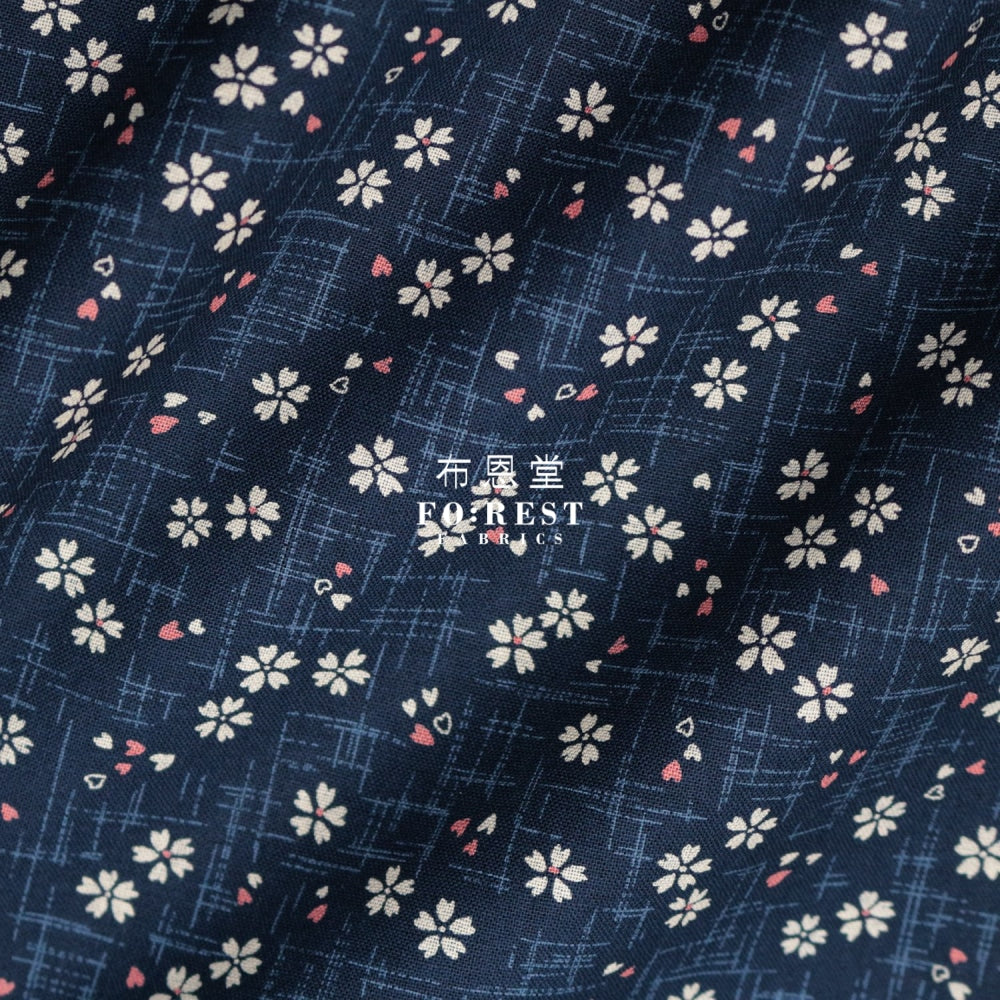 Cotton - Sakura Navy Fabric