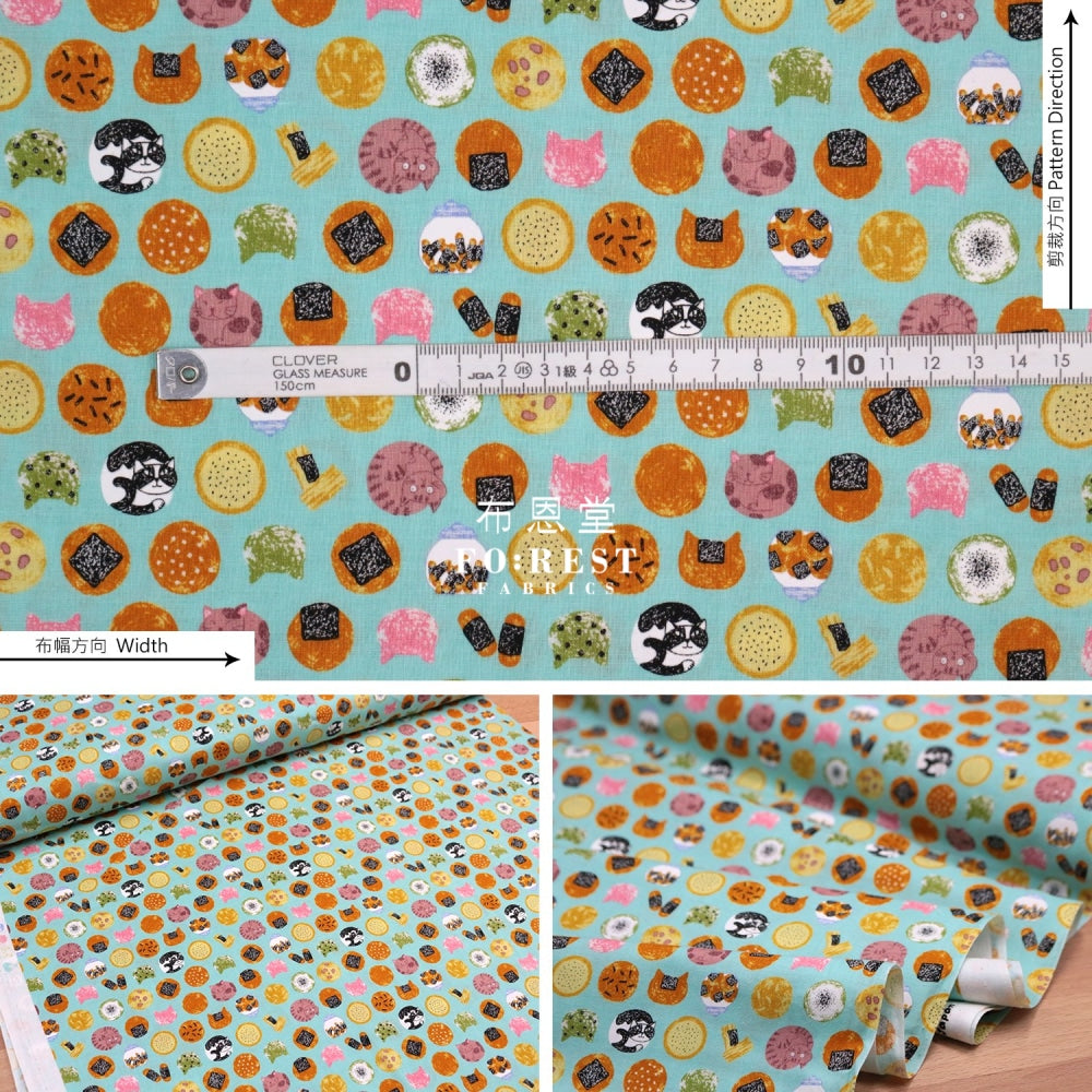 Cotton - Senbei Cats Lt.blue Fabric