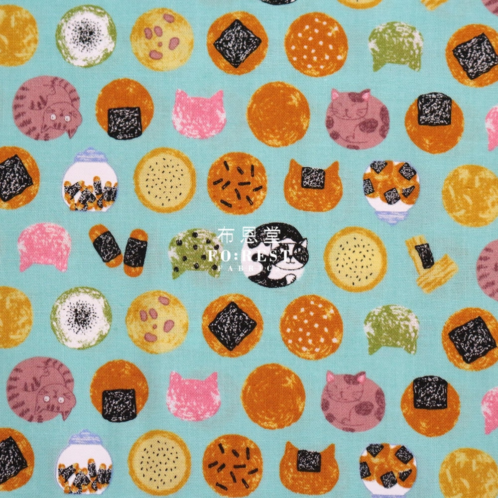 Cotton - Senbei Cats Lt.blue Fabric