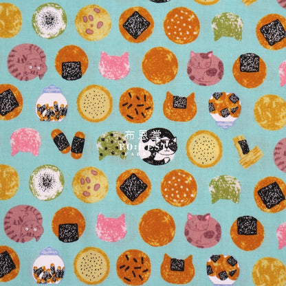Cotton - Senbei Cats Lt.blue Fabric