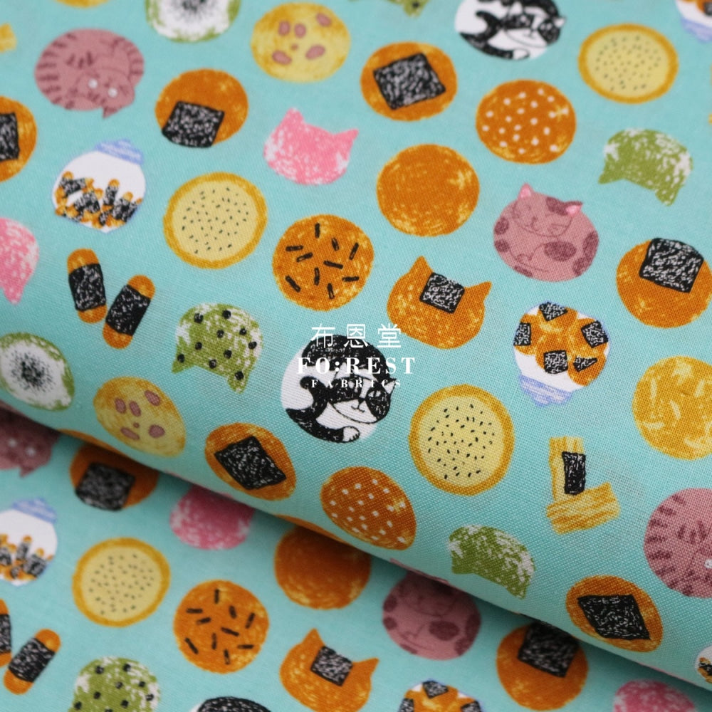 Cotton - Senbei Cats Lt.blue Fabric