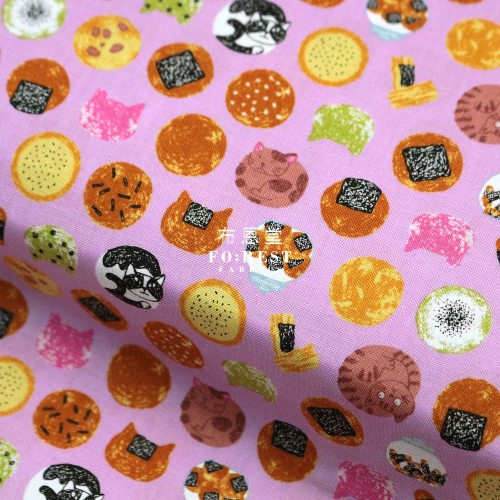 Cotton - Senbei Cats Pink Fabric