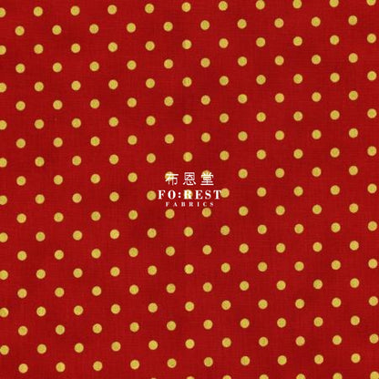 Cotton - Shiny Circle Dot Fabric Red