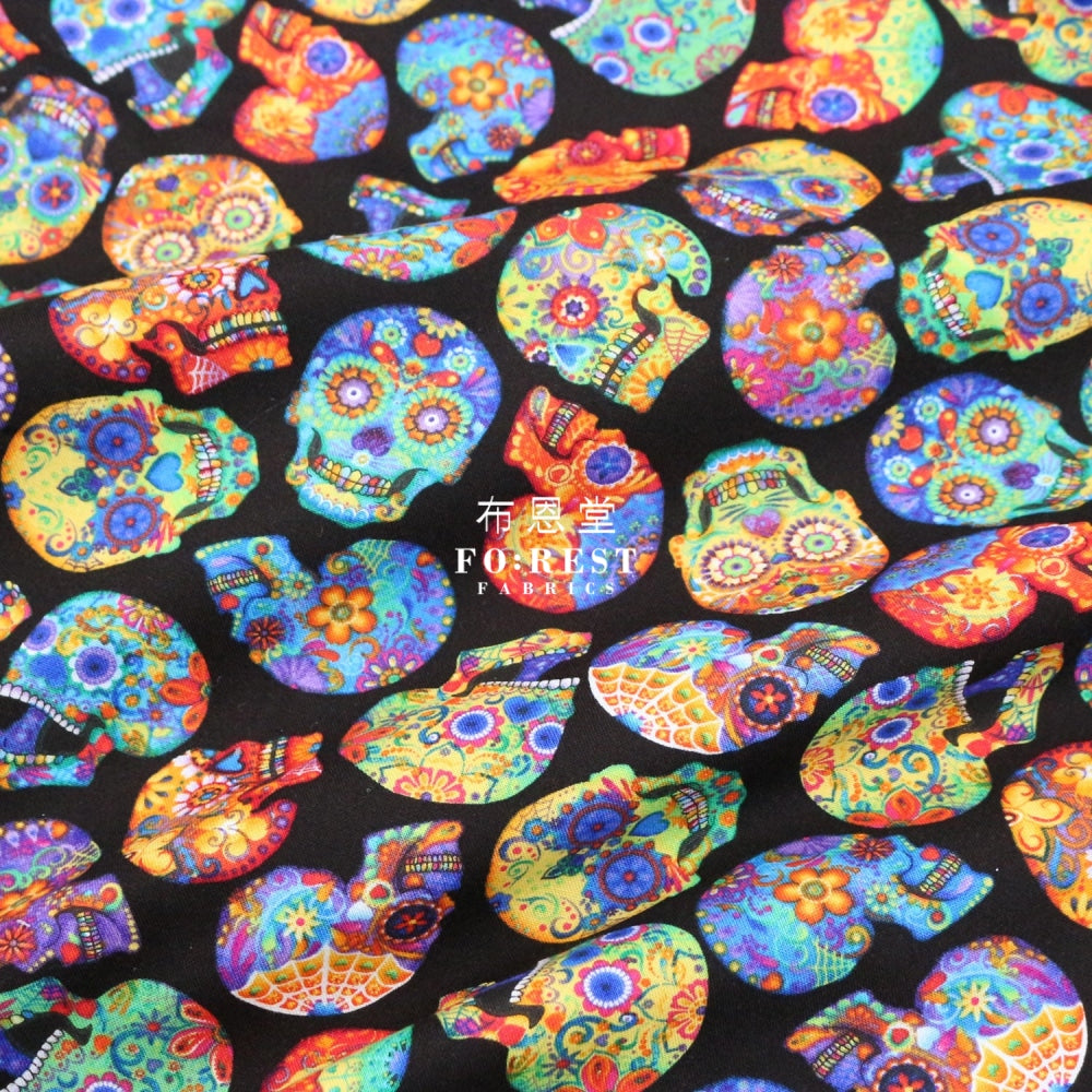 Cotton - Skeletons Colourful Day Fabric