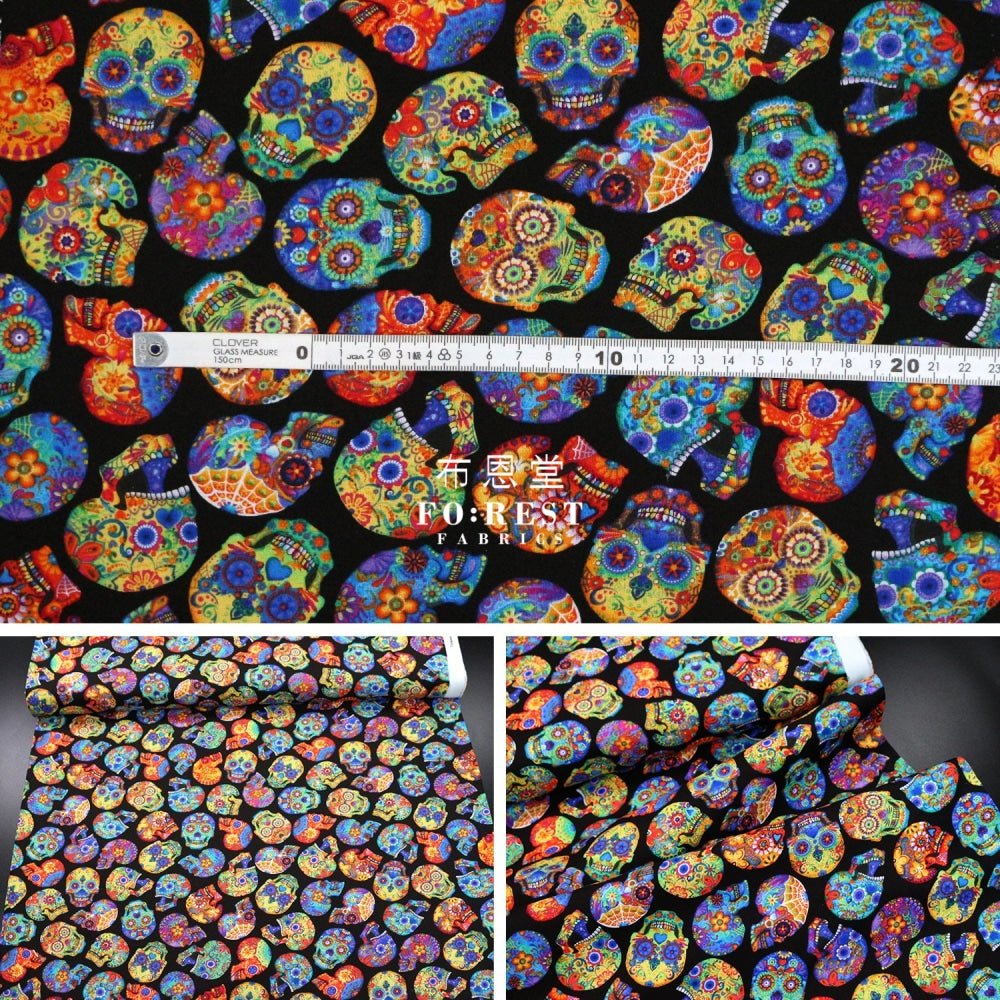 cotton - Skeletons Colourful Day fabric - FO:REST Fabric 布恩堂Liberty fabrictana lawnjapanese fabricykk zipper