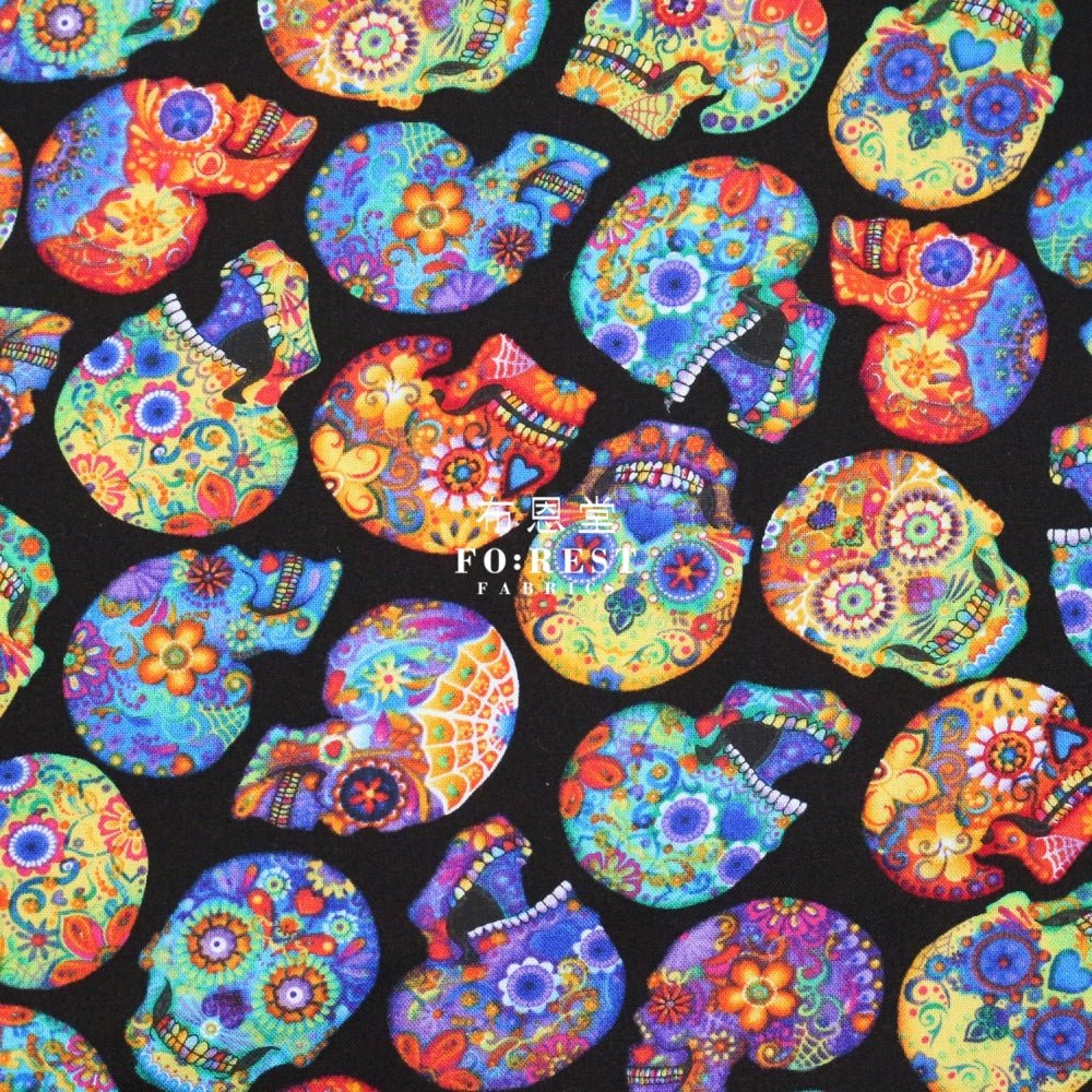 cotton - Skeletons Colourful Day fabric - FO:REST Fabric 布恩堂Liberty fabrictana lawnjapanese fabricykk zipper