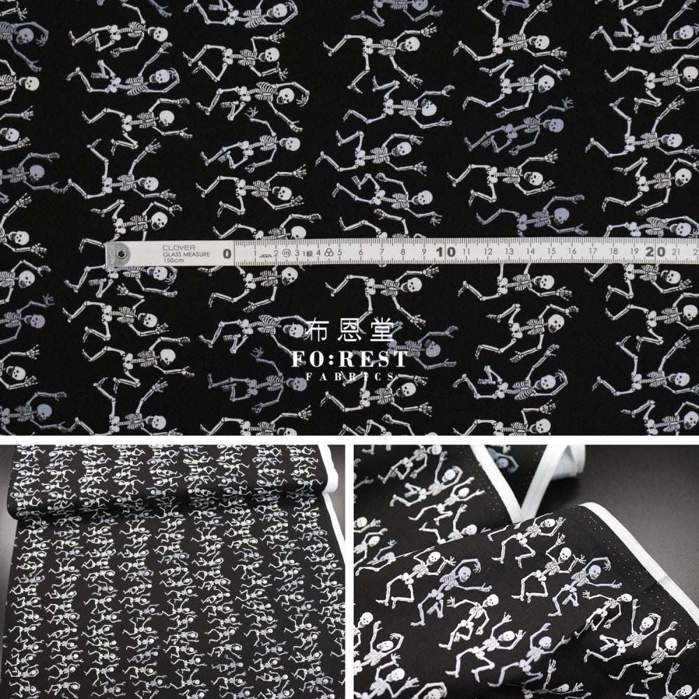 Cotton - Skeletons Stripe Fun Fabric