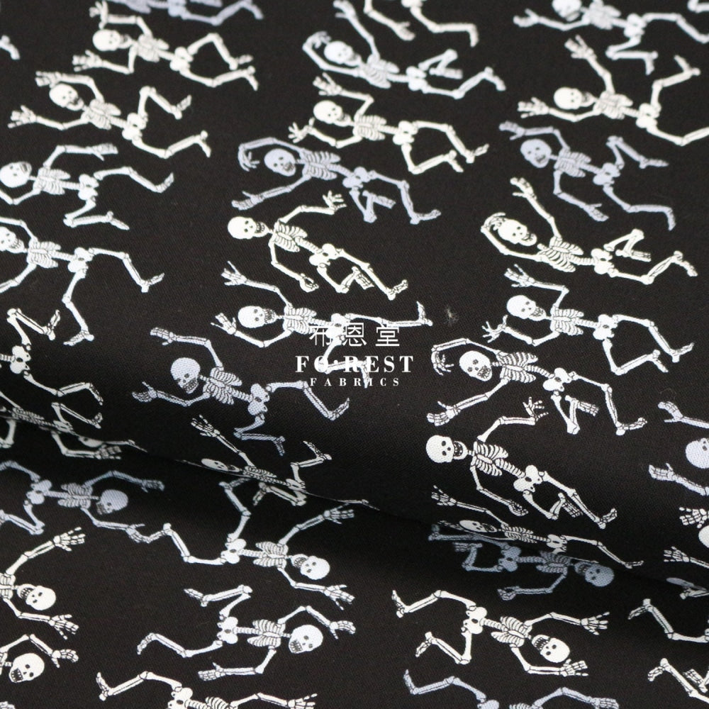 Cotton - Skeletons Stripe Fun Fabric