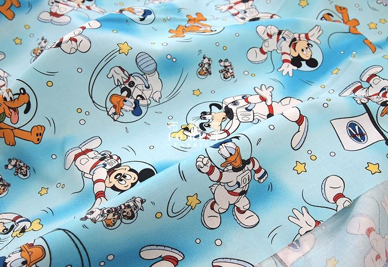 Cotton - Space Mickey Donald Duck Fabric Vip A Blue
