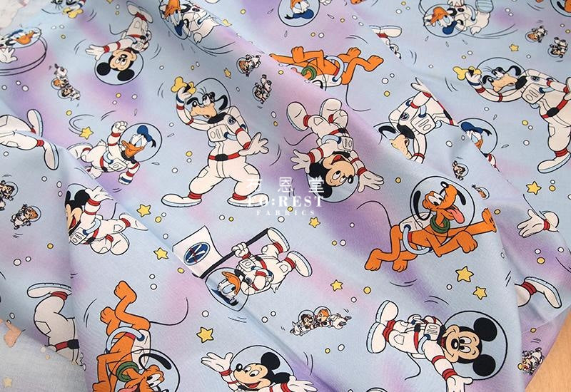 Cotton - Space Mickey Donald Duck Fabric Vip B Purple