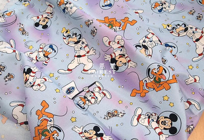 Cotton - Space Mickey Donald Duck Fabric Vip B Purple