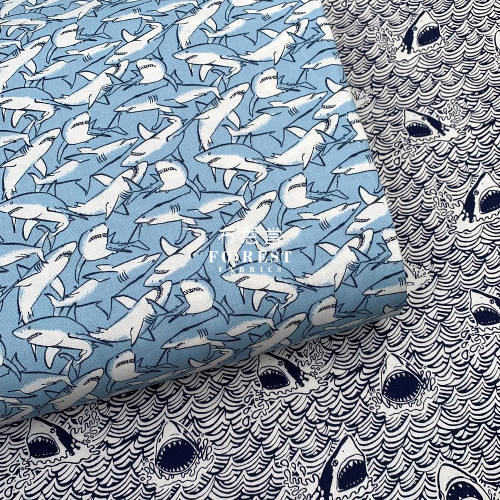 Cotton - Stormy Shark Fabric