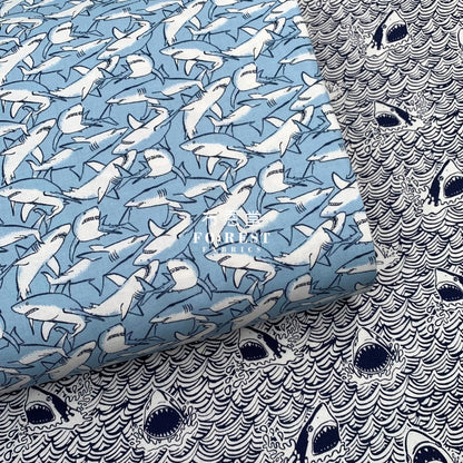 Cotton - Stormy Shark Fabric