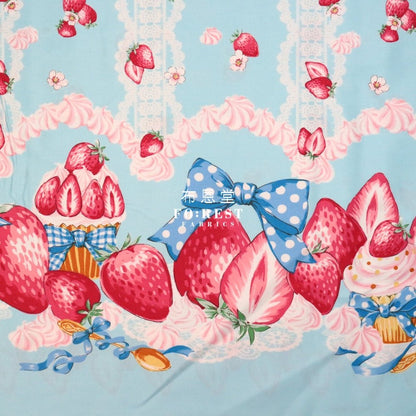 cotton - Strawberry Blue (Single Border) fabric - FO:REST Fabric 布恩堂Liberty fabrictana lawnjapanese fabricykk zipper
