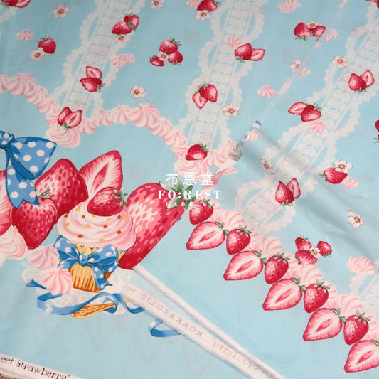 cotton - Strawberry Blue (Single Border) fabric - FO:REST Fabric 布恩堂Liberty fabrictana lawnjapanese fabricykk zipper