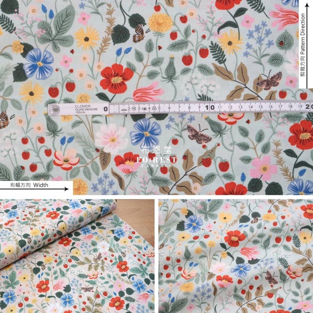cotton - Strawberry Field fabric LT.Green - FO:REST Fabric 布恩堂Liberty fabrictana lawnjapanese fabricykk zipper