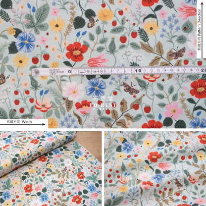 cotton - Strawberry Field fabric LT.Green - FO:REST Fabric 布恩堂Liberty fabrictana lawnjapanese fabricykk zipper