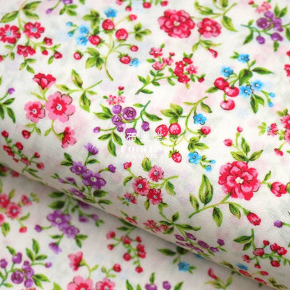 cotton - Strawberry flower fabric Cream - FO:REST Fabric 布恩堂Liberty fabrictana lawnjapanese fabricykk zipper