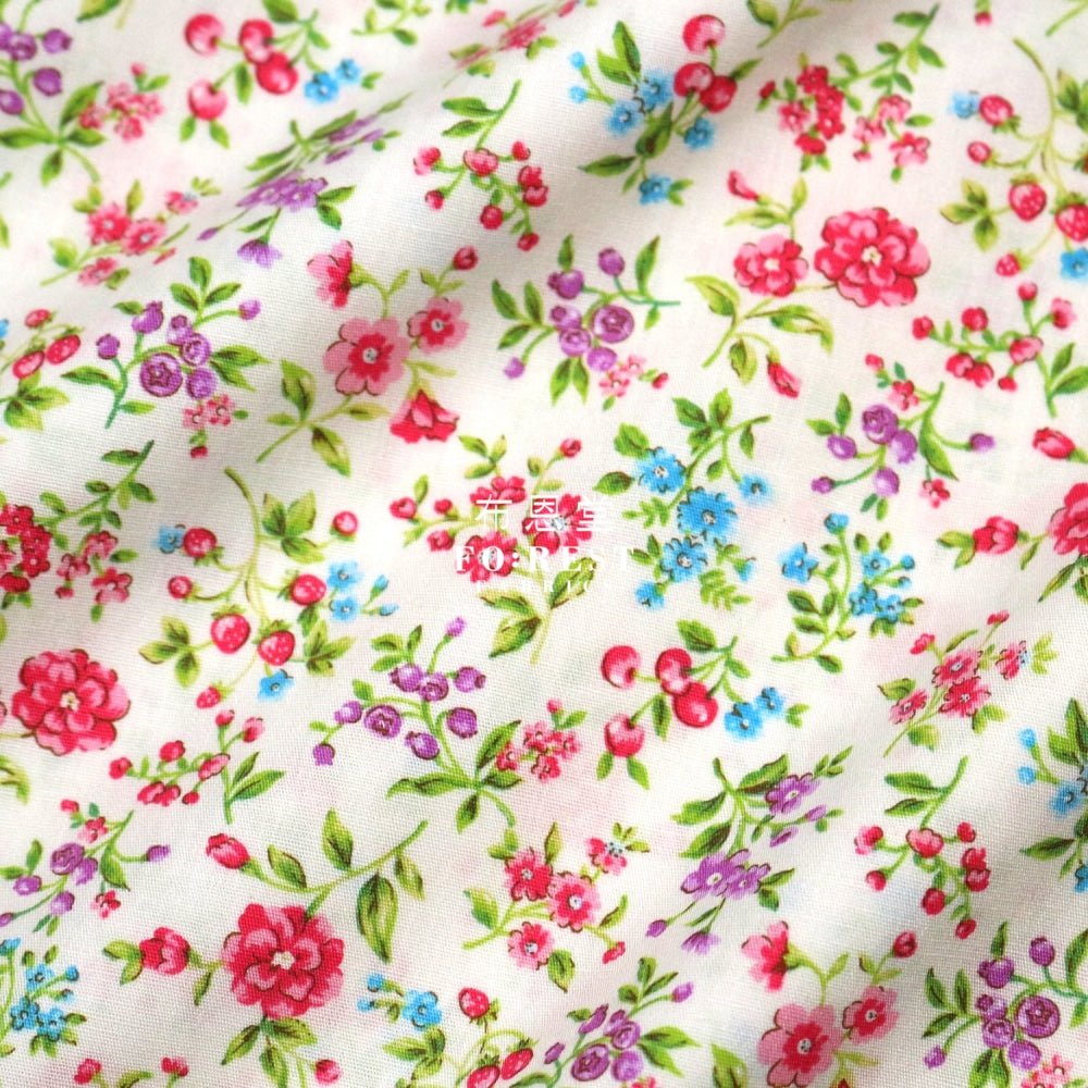 cotton - Strawberry flower fabric Cream - FO:REST Fabric 布恩堂Liberty fabrictana lawnjapanese fabricykk zipper