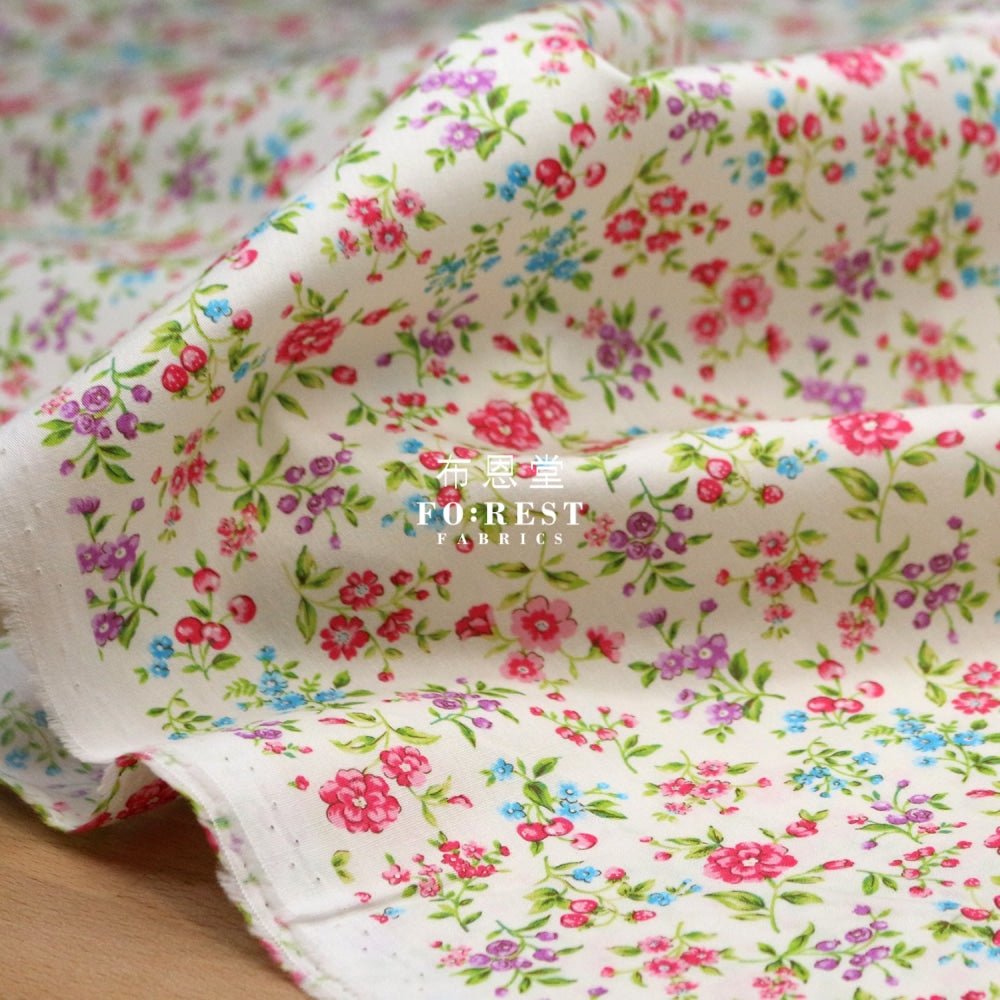 cotton - Strawberry flower fabric Cream - FO:REST Fabric 布恩堂Liberty fabrictana lawnjapanese fabricykk zipper