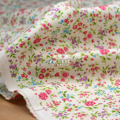 cotton - Strawberry flower fabric Cream - FO:REST Fabric 布恩堂Liberty fabrictana lawnjapanese fabricykk zipper