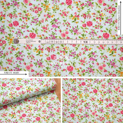 cotton - Strawberry flower fabric LT.Green - FO:REST Fabric 布恩堂Liberty fabrictana lawnjapanese fabricykk zipper