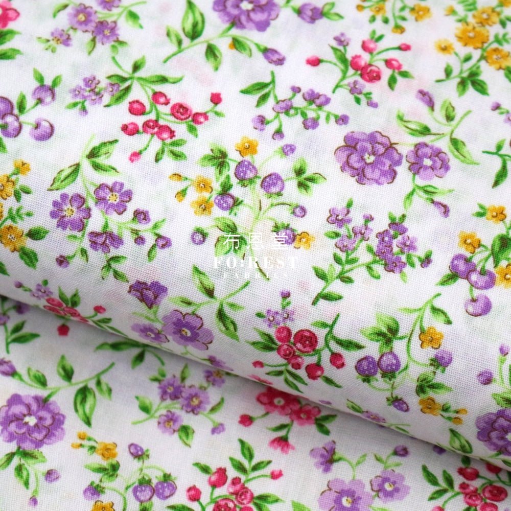 cotton - Strawberry flower fabric LT.Purple - FO:REST Fabric 布恩堂Liberty fabrictana lawnjapanese fabricykk zipper
