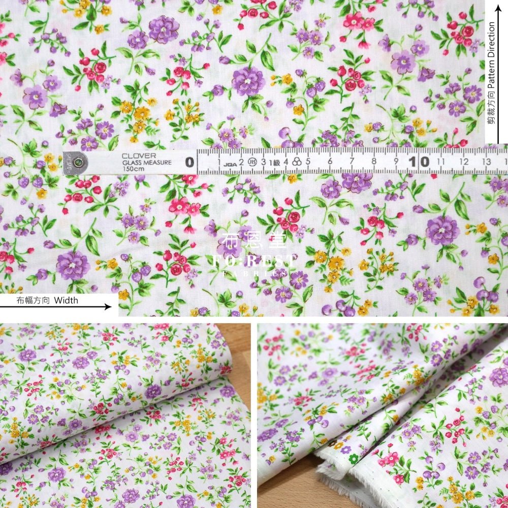 cotton - Strawberry flower fabric LT.Purple - FO:REST Fabric 布恩堂Liberty fabrictana lawnjapanese fabricykk zipper