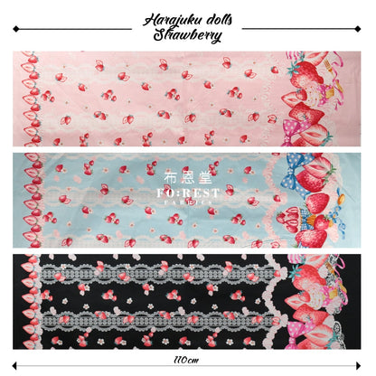 Cotton - Strawberry Pink (Single Border) Fabric