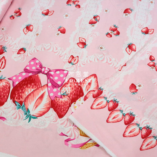 Cotton - Strawberry Pink (Single Border) Fabric