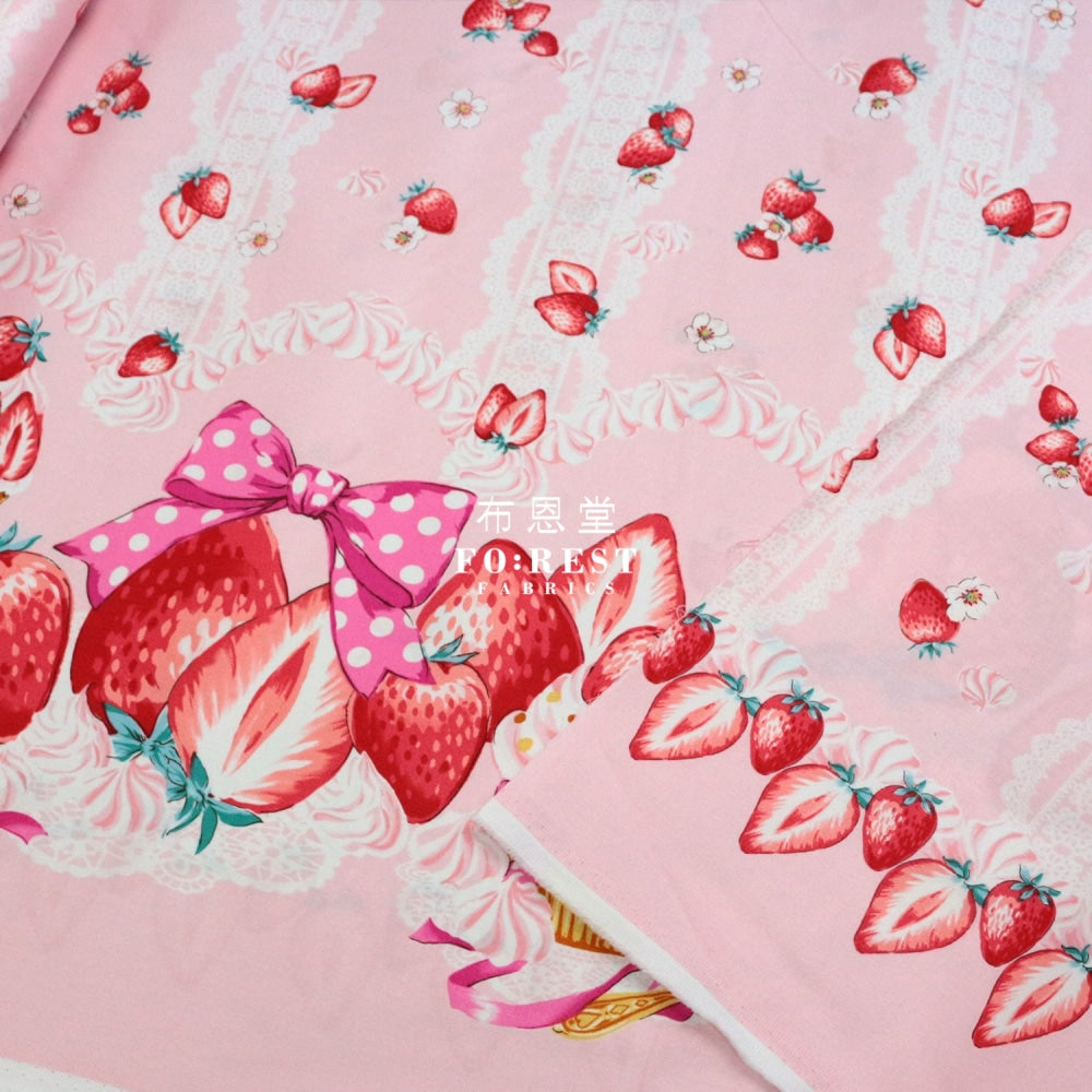 Cotton - Strawberry Pink (Single Border) Fabric