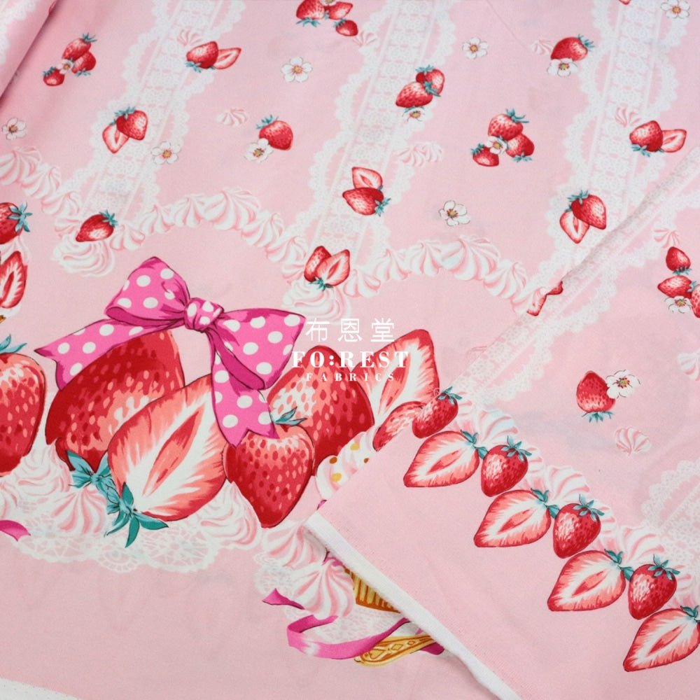cotton - Strawberry Pink (Single Border) fabric - FO:REST Fabric 布恩堂Liberty fabrictana lawnjapanese fabricykk zipper
