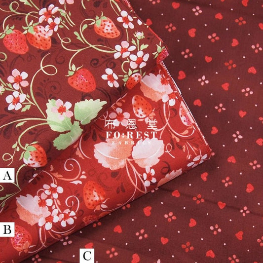 cotton - Strawberry Sweetie red fabric - FO:REST Fabric 布恩堂Liberty fabrictana lawnjapanese fabricykk zipper