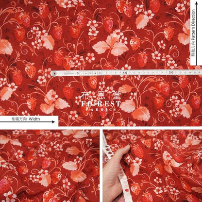 cotton - Strawberry Sweetie red fabric - FO:REST Fabric 布恩堂Liberty fabrictana lawnjapanese fabricykk zipper