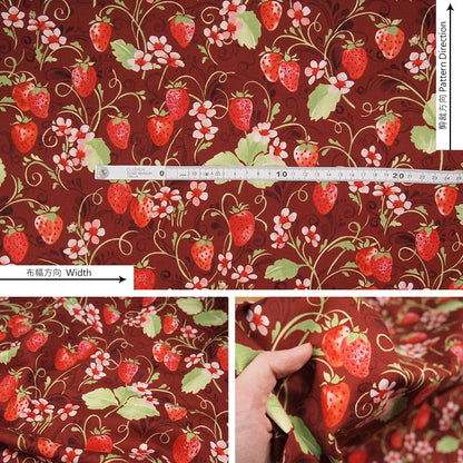 cotton - Strawberry Sweetie red fabric - FO:REST Fabric 布恩堂Liberty fabrictana lawnjapanese fabricykk zipper