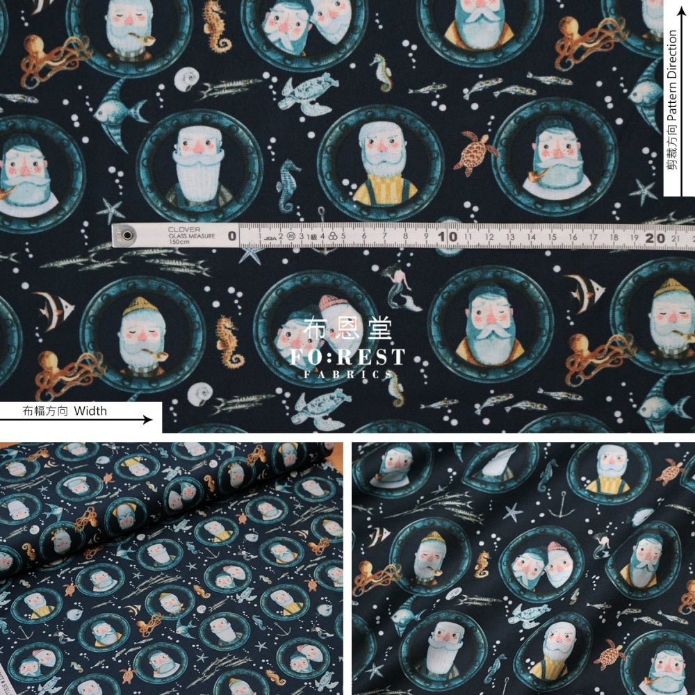 cotton - Submarine adventure fabric Navy - FO:REST Fabric 布恩堂Liberty fabrictana lawnjapanese fabricykk zipper