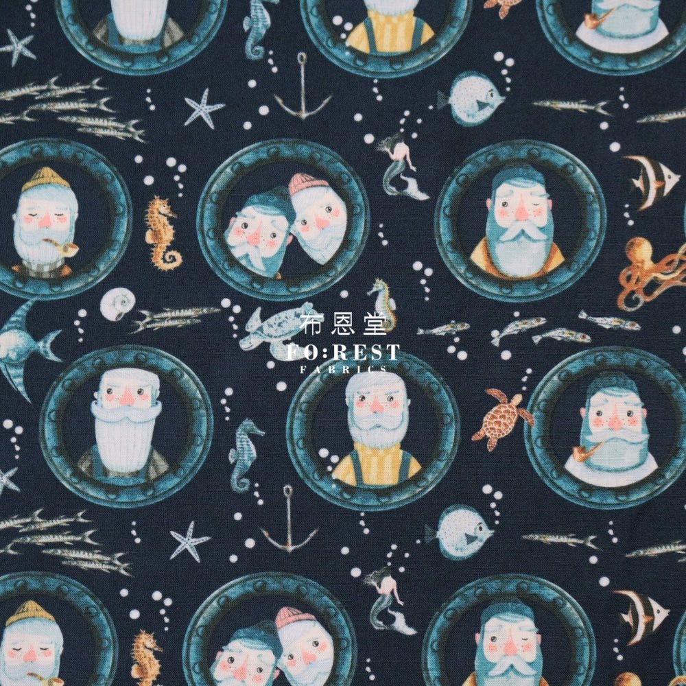 cotton - Submarine adventure fabric Navy - FO:REST Fabric 布恩堂Liberty fabrictana lawnjapanese fabricykk zipper