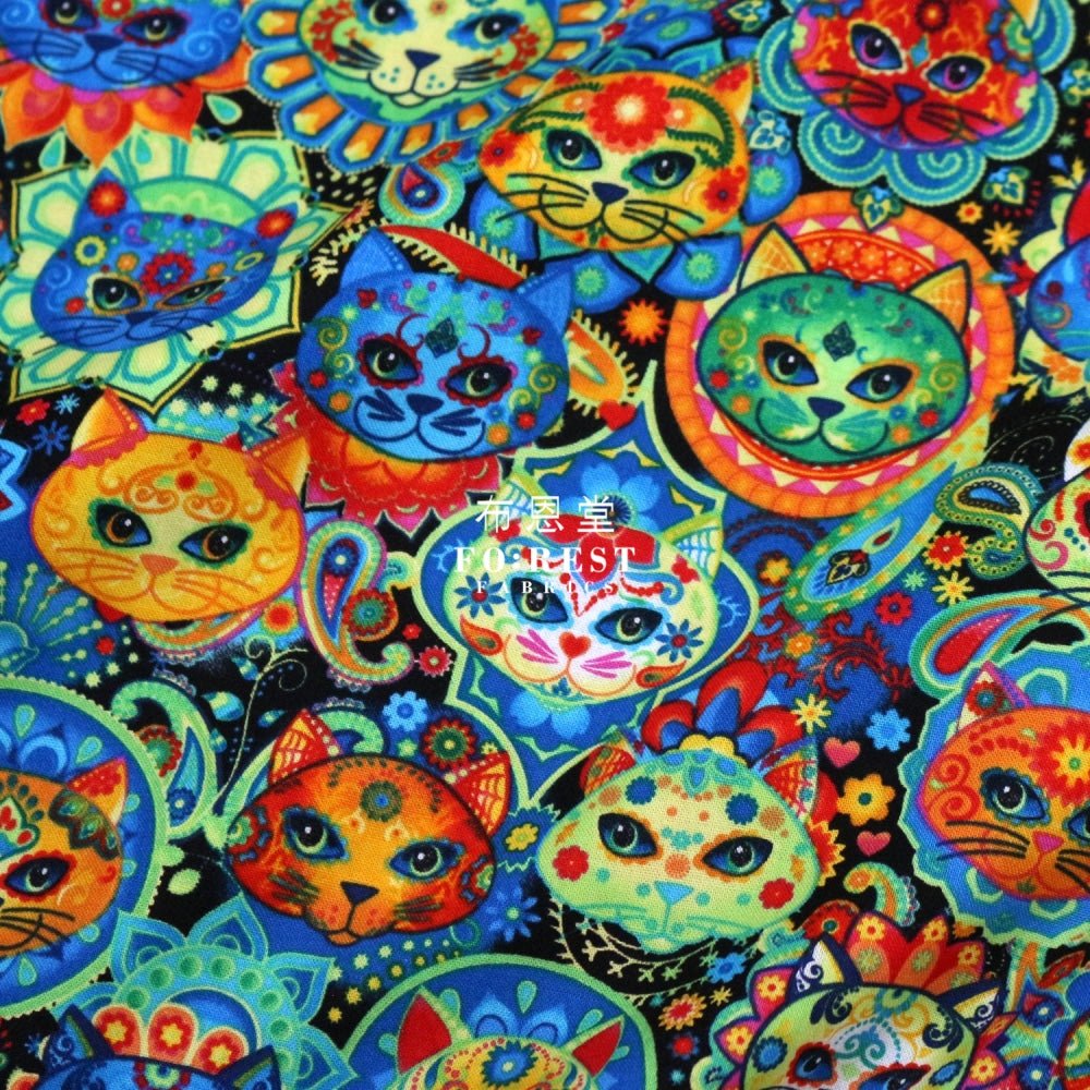 cotton - Sugar Skulls Cats fabric - FO:REST Fabric 布恩堂Liberty fabrictana lawnjapanese fabricykk zipper