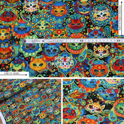 cotton - Sugar Skulls Cats fabric - FO:REST Fabric 布恩堂Liberty fabrictana lawnjapanese fabricykk zipper