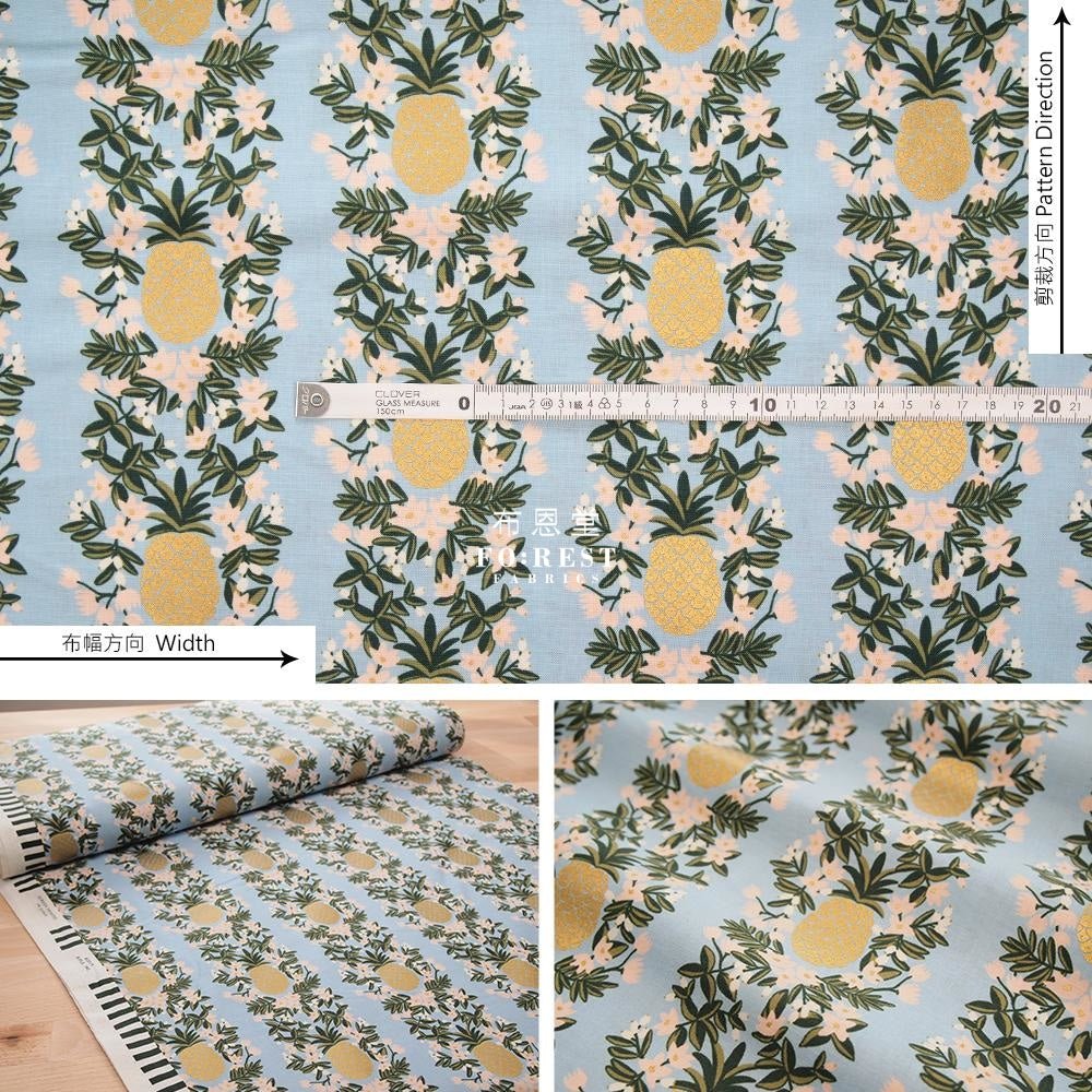 cotton - Summer Pineapple fabric BLUE - FO:REST Fabric 布恩堂Liberty fabrictana lawnjapanese fabricykk zipper