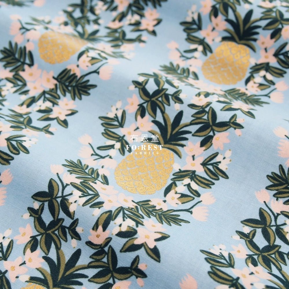 cotton - Summer Pineapple fabric BLUE - FO:REST Fabric 布恩堂Liberty fabrictana lawnjapanese fabricykk zipper
