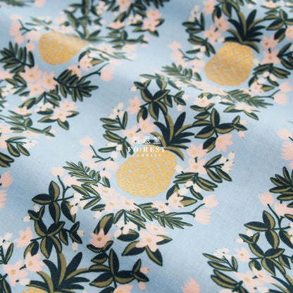 cotton - Summer Pineapple fabric BLUE - FO:REST Fabric 布恩堂Liberty fabrictana lawnjapanese fabricykk zipper
