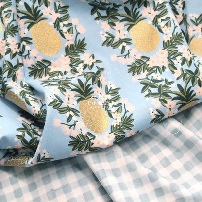 cotton - Summer Pineapple fabric BLUE - FO:REST Fabric 布恩堂Liberty fabrictana lawnjapanese fabricykk zipper