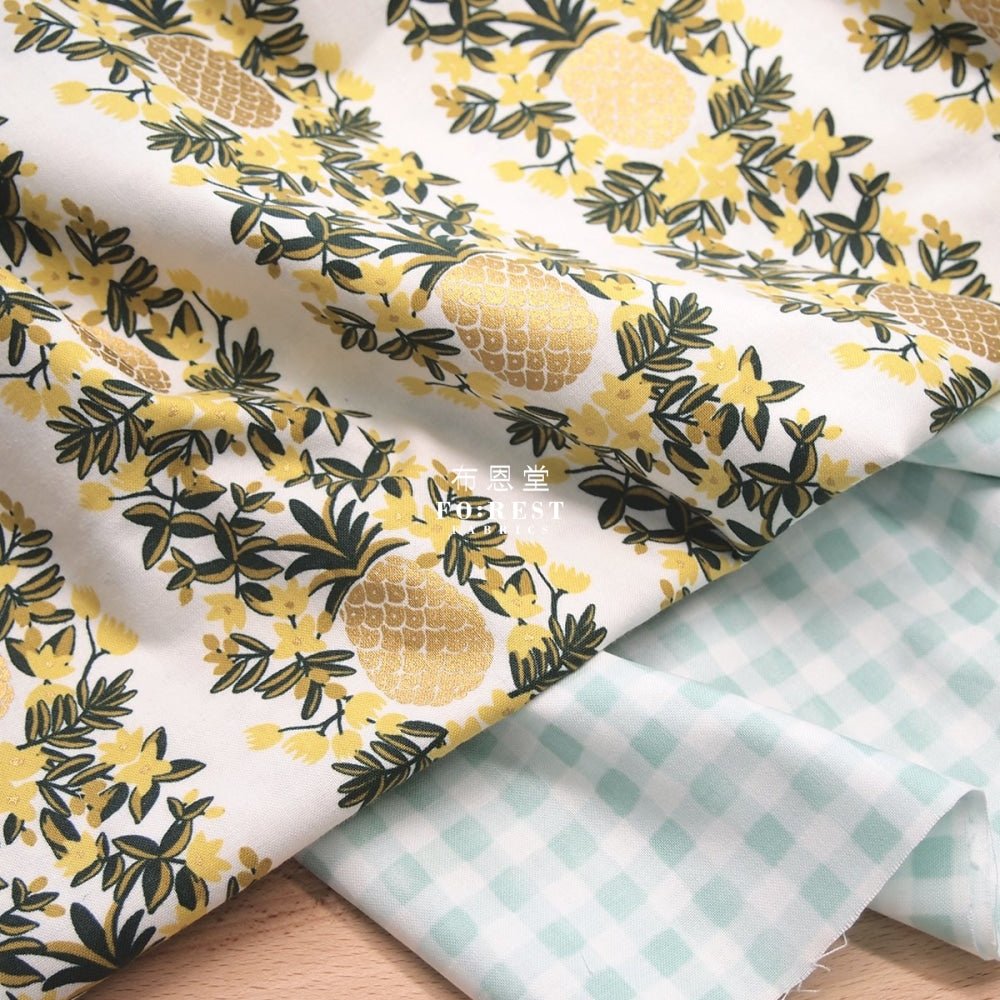 cotton - Summer Pineapple fabric MILKY - FO:REST Fabric 布恩堂Liberty fabrictana lawnjapanese fabricykk zipper