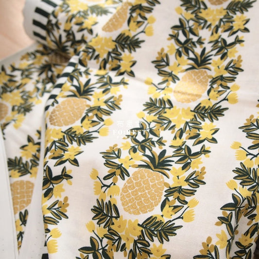 cotton - Summer Pineapple fabric MILKY - FO:REST Fabric 布恩堂Liberty fabrictana lawnjapanese fabricykk zipper