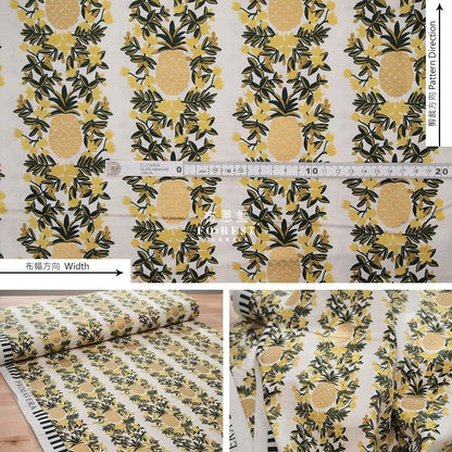 cotton - Summer Pineapple fabric MILKY - FO:REST Fabric 布恩堂Liberty fabrictana lawnjapanese fabricykk zipper