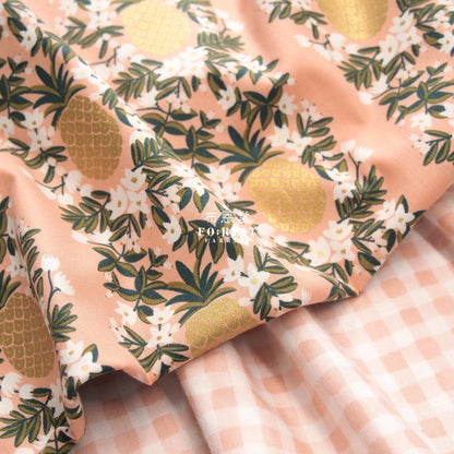 Cotton - Summer Pineapple Fabric Pink