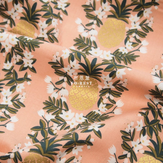 Cotton - Summer Pineapple Fabric Pink