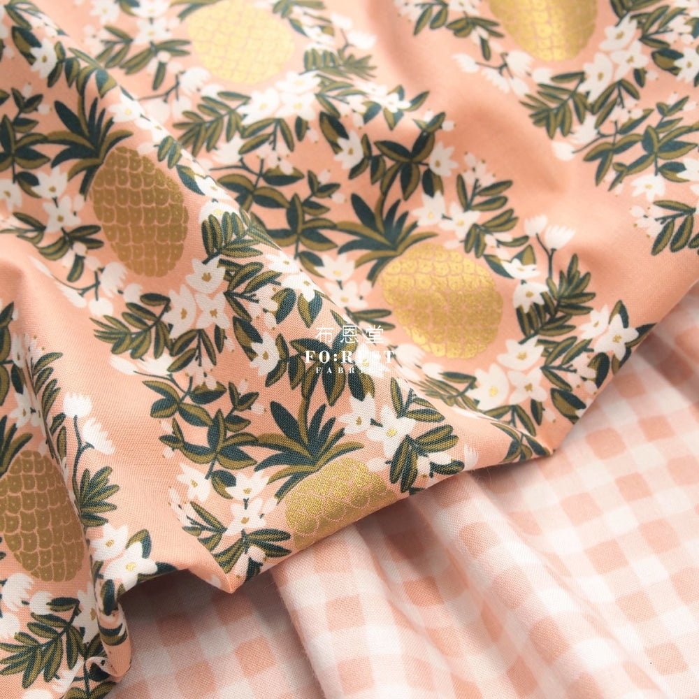 cotton - Summer Pineapple fabric PINK - FO:REST Fabric 布恩堂Liberty fabrictana lawnjapanese fabricykk zipper